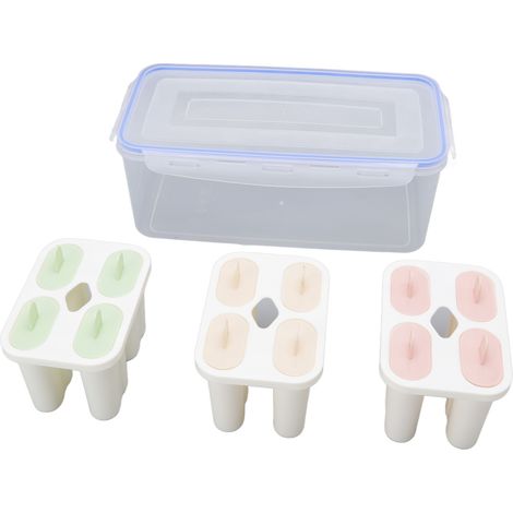 3er-Set Eisstielformen aus lebensmittelechtem PP, wiederverwendbar, für 12 Stiele, Eismaschine für Milch, Joghurt und Pudding (1/5)