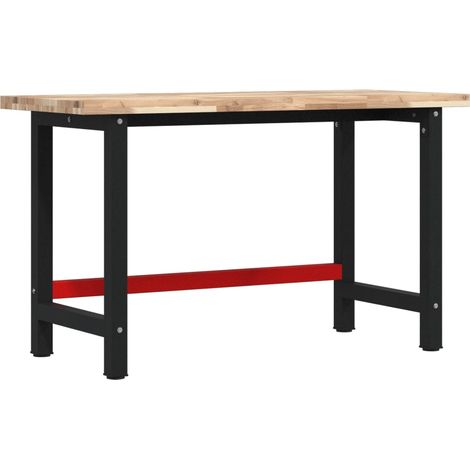 Établi 140x60x83 cm bois massif d'acacia rectangulaire CFW75996 (1/5)