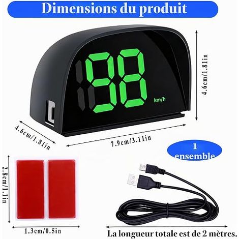 Tachomètre GPS numérique pour affichage HUD de voiture, indicateur de vitesse de voiture avec pare-soleil, GPS précis pour voiture, moto et trottinette électrique, grand écran LED (1/4)