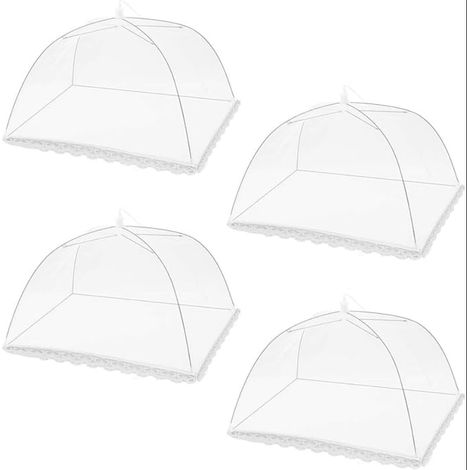 Cloche Alimentaire Pliable, Anti Insectes Bord en Dentelle Blanc Anti Mouche pour Barbecue Viandes Pique-Nique Plats Fruits et Aliments (32 32cm) (1/5)