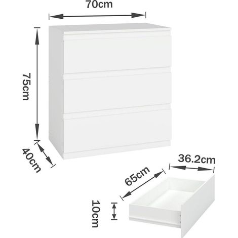 Kommode Weiß mit Schubladen, schmal, modern, matt, für Wohnzimmer, Schlafzimmer, Flur (1/5)