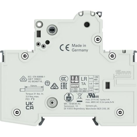 Siemens Interruptor automático 230/400V 10kA, 1 polo, C, 16A, T=70mm, 5SY41167