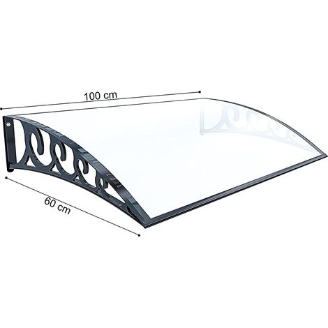 Pensilina Per Copertura In Policarbonato Alveolare Tettoia Modulabile Per Esterno Per Porte Balcone Finestre Elegante E Resistente Trasparente - Misura: 100 x 150 cm
