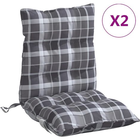Maison Exclusive - Cuscini Sedia Schienale Basso 2 pz Quadri Grigio Tessuto Oxford (1/5)