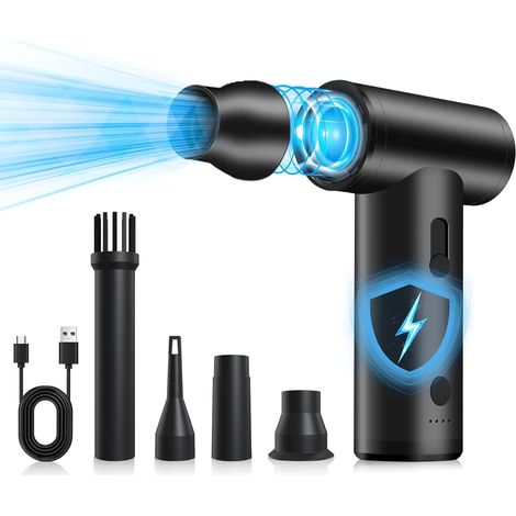 USB-C Souffleur Air Comprimé, 120000RPM Alliage D'aluminium Dépoussiérant Électrique, Air Comprimé Duster, Vitesse Réglable pour PC/Clavier/Voiture/Extérieur/Maison (1/5)