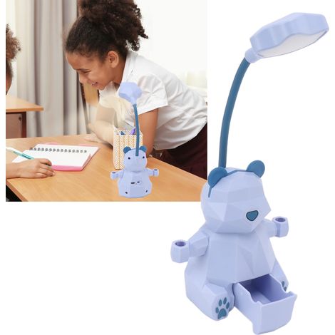 Lampe LED créative et originale, idéale pour Instagram, avec un motif de petit ours bleu macaroni, lumière douce pour la protection des yeux, porte-stylo, boîte de rangement. (1/5)