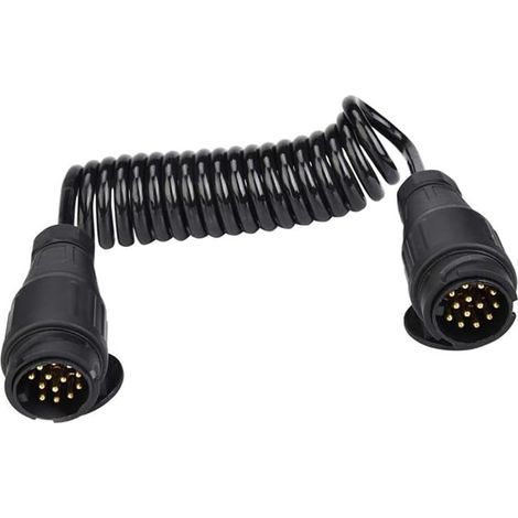 Câble rallonge remorque 13 Broches 3M Spirale, câble remorque 13 Broches vers Prise remorque 13 Broches, connecteur remorque 13 Broches pour Voiture Camion Caravane Camping-Car Tracteur (1/5)