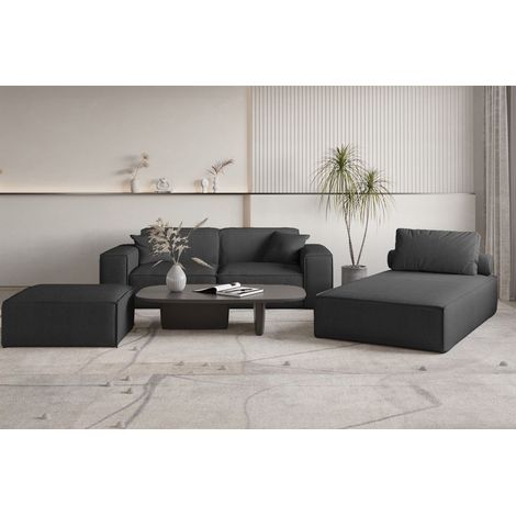 Polstermöbel Set 3-teilig CELES PREMIUM in Stoff Scala Schwarz (1/5)