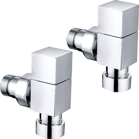 Modern Square Towel Rail Angled Chrome Radiator Valves Certral Heating Taps 15 mm (Pair) (1/4)