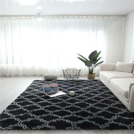 Alfombra mullida y de pelo largo, 120 x 160 cm, antideslizante, suave, alfombra para dormitorio, felpudo de pelo largo, grande para pasillo y dormitorio. (1/5)
