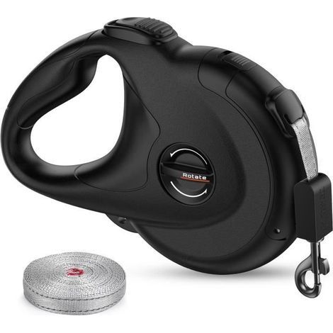 Einziehbare Hundeleine, 4 m, max. Tragkraft 50 kg, Nylonband mit Verriegelungsknopf, für Hunde (1/4)