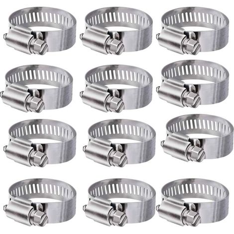 Collier de Serrage 304 Collier INOX Ajustable en Acier Inoxydable Tuyau Pinces Clips Fixationpour Famille Tuyau d'eau,réservoir de gaz,Tube d'automobiles (16-25mm)