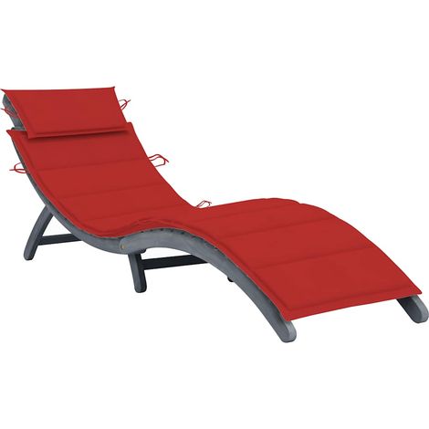 vidaXL Chaise longue avec coussin Gris Bois d'acacia solide (1/5)