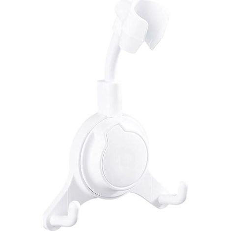 Support de pommeau de douche réglable blanc, à ventouse, support de pommeau de douche mural (1/5)