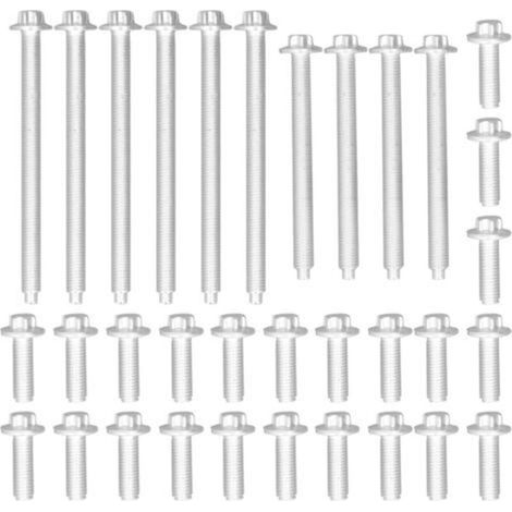 Yosoo Jeu de Boulons de Carter D'huile Moteur, 33pcs Jeu de Boulons de Carter D'huile Moteur en Aluminium Antirouille 11-13-0-392-549 Remplacement pour 1 Série 135i 328i. (1/5)