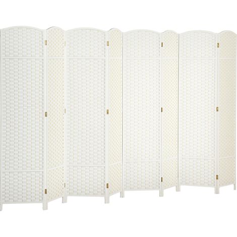 Paravent pliant 8 panneaux blanc pour salon chambre bureau