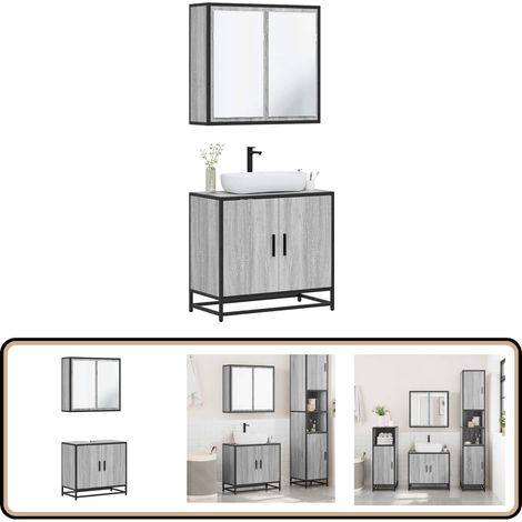 vidaXL Ensemble de meubles de salle de bain 2 pcs Sonoma gris