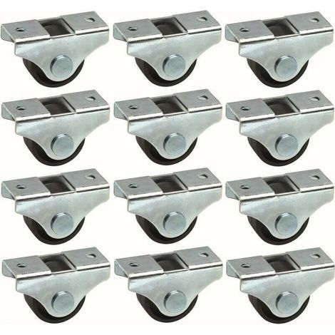 12 x 25 mm Universal-Möbelrollen, Mini, Schwarz, Rollen für Bettbeine, Schränke, Trolleys, Mülleimer, Aufbewahrungstische (1/5)