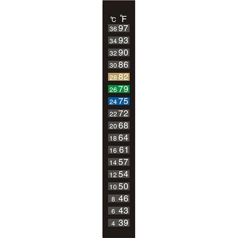 Thermometre Adhesif Aquarium - Bande Indicateur de Temperature LCD PET - Plage 4 à 36 °C - Pour Aquariums Eau Douce et Salée - 1 Pièce
