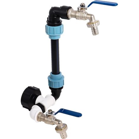 IBC Col de Cygne avec Raccord S60x6 Robinet 3/4", IBC Connecting Set pour Cuve Récupérateur d\'eau de Pluie 1000 Litres par Poweka (1/4)