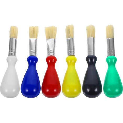 Set mit 6 Kinderpinseln mit kurzen Griffen, für Öl- und Künstlermalerei. – 10,00 x 2,60 x 2,60 cm (1/3)