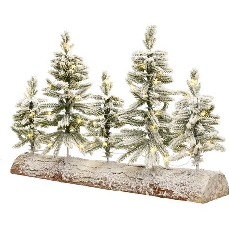 Centrotavola natalizio con alberi verdi e LED 50 × 12 × H30 cm (1/2)