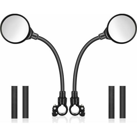 2 Pièces Rétroviseur de Vélo, HD Convex Réglable 360 Degrés Rétroviseurs Vélo pour Guidon de 22,2 mm, Miroirs de Vélo Sécurité Arrière Miroirs, Bike Mirrors pour Scooter, VTT, E-Bike, Moto