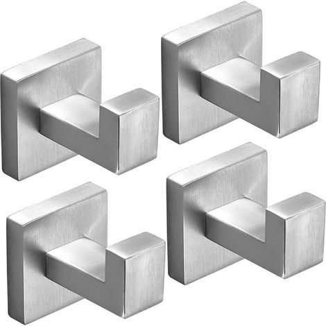 4pcs Brushed Nickel Bathroom Hooks, Bathroom Towel Hooks, Wall Mounted Robe Hooks, SUS304 Stainless Steel (1/5)
