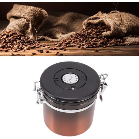 Boîte hermétique en acier inoxydable 304 pour café, fruits secs, thé, céréales, 1,5 L, avec cuillère intégrée (1/5)