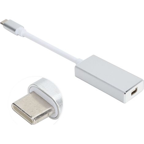 Adaptateur convertisseur USB Type-C USB 3.1 vers Mini DP 4K x 2K HD, boîtier en alliage d'aluminium pour MacBook, gris argenté (1/5)