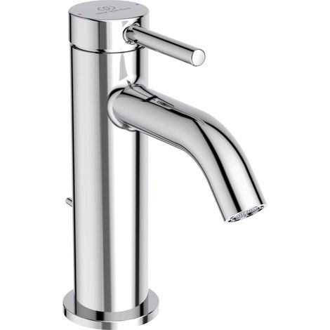 Mitigeur de lavabo avec vidage - Robinet de salle de bain avec bec - Économe en eau - Chromé (1/3)