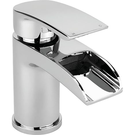 Luxury Modern Waterfall Mono Basin Mixer - Chrome