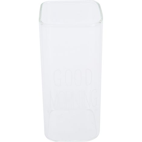 Innovativer, transparenter Milchbecher für Kaffee, Tee und andere Getränke – Glaswaren für Zuhause und Gastronomie – 400 ml, weißes Etikett (1/5)
