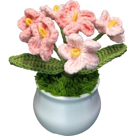 Gehäkelte Mini-Kunstblumen Gestrickte Plüsch-Niedliche kleine Topfpflanzen Handgefertigte Schlafzimmer Büro und Schreibtischdekoration Abs (1/5)