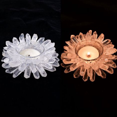 Support Pour Bougie En Pierre Naturelle - Quartz Brut Non Taillé - Pour Décoration Intérieure Méditation Et Dîner Romantique - 1 Pièce (1/3)
