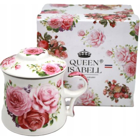 Porzellantasse mit Teesieb, 350 ml, in einer Geschenkbox, Kollektion Rose (1/5)