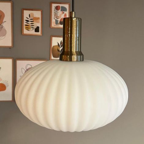 Bamyum Elegant Suspension Luminaire Verre Rétro en Metal de 30 cm, Lustre de Salon Vintage, Éclairage de Plafond pour Chambre et Cuisine (1/5)