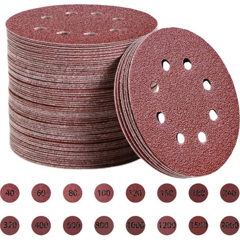 Papier de verre rond, disques de ponçage auto-adhésifs floqués, set combiné à grains multiples. (16kind200pcs) (1/5)