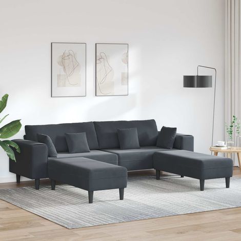 vidaXL Sofa 3 pcs Dunkelgrau 250 x 188 x 76 cm Samt (1/5)