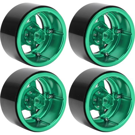 Leichte, fünfspeichige Beadlock-Felgen aus Aluminiumlegierung für Axial SCX10 90046 Micro-Crawler (RC-Car), fluoreszierend grün (1/5)