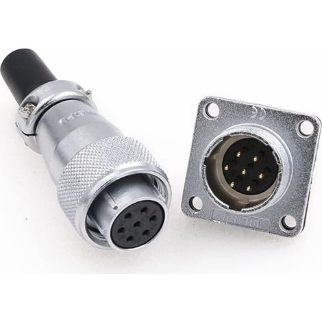 WS16 7-Pin Waterproof IP67 Metal Male Plug and Female Square Socket Panel Installation Signal Car Electric Aviation Cable Connector (1/5)