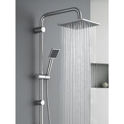 Colonne De Douche Chromée 8" Avec Pommeau De Pluie, Structure En Laiton, Barre De Colonne De Douche Thermostatique 93,5 cm, Réglable Et Facile à Installer (1/5)