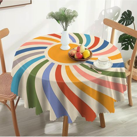 Nappe Ronde Fleurie Lavable 150, Nappe de Table Résistante aux Intempéries Florale en Polyester Nappe Imperméable pour Table de Jardin, Cuisine, Salle à Manger, Décoration de Jardin (1/5)
