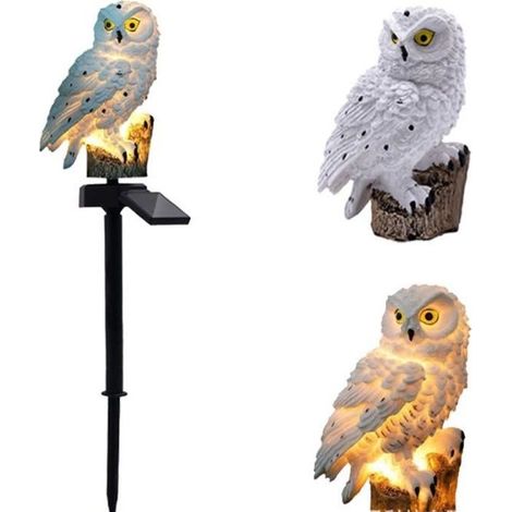 Lampe de pelouse solaire LED - ZGEER - hibou blanc - étanche - énergie solaire - jardin contemporain (1/4)