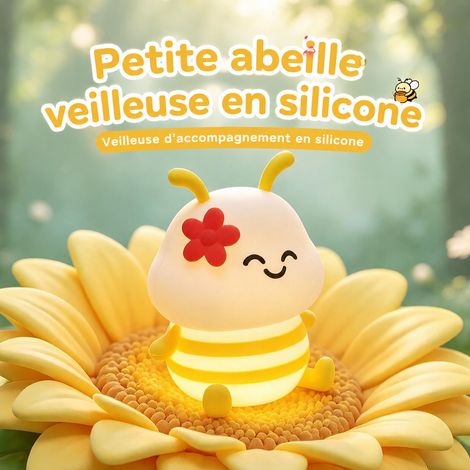 Veilleuse enfant silicone abeille lampe chevet tactile multicolore 1W 10 × 8 × 13,5 cm 200 g – Livraison gratuite (1/5)