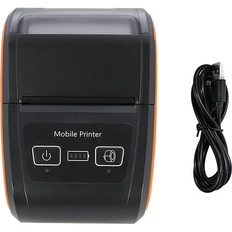 Imprimante de ticket portable 58mm mini thermique sans fil BT USB 203dpi imprimante mobile avec rouleau papier thermique 2 pouces compatible Android/iOS/Win pour petit commerce restaurant