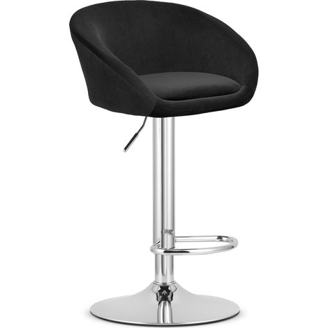 Sgabello East - velluto nero / base cromata