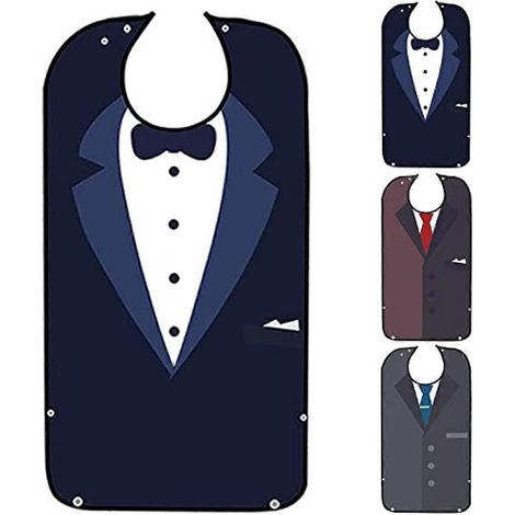 Lot de 3 bavoirs adultes LYU compatibles avec les aliments - motif nœud papillon - protection lavable et réutilisable - bavoirs compatibles avec les adultes, hommes et femmes. (1/5)