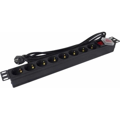 Ciabatta elettrica con interruttore phasak bns 1520/ 8 prese de corrente/ cavo 3m/nero