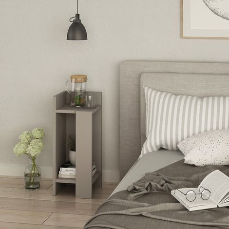 Decortie Elos Modern Nachttisch Linkes Modul Mokka Grau 25cm Schmal (1/3)